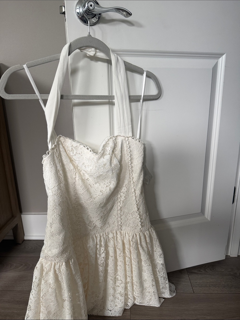 Anthropologie Ivory Lace Halter Mini Dress - Picture 5 of 5